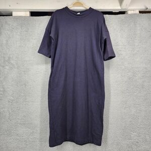 Ilana Kohn Navy Blue Cotton Jersey Short Sleeve Pocket T-Shirt Midi Dress Small
